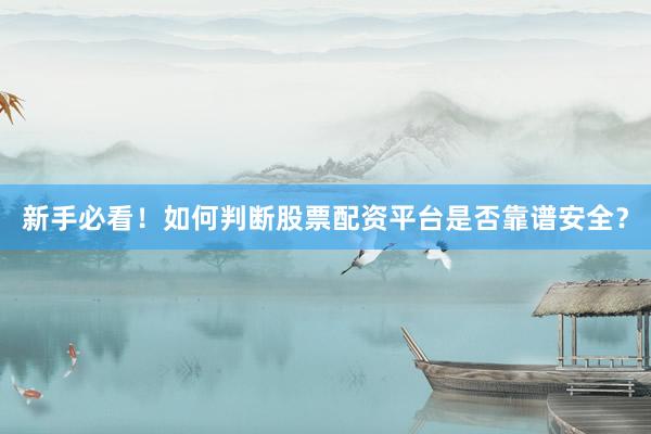 新手必看！如何判断股票配资平台是否靠谱安全？