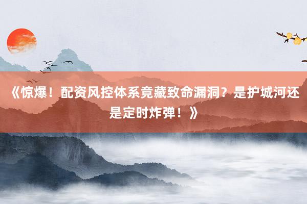 《惊爆！配资风控体系竟藏致命漏洞？是护城河还是定时炸弹！》