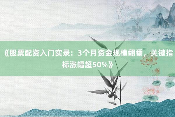 《股票配资入门实录:3个月资金规模翻番,关键指标涨幅超50%》