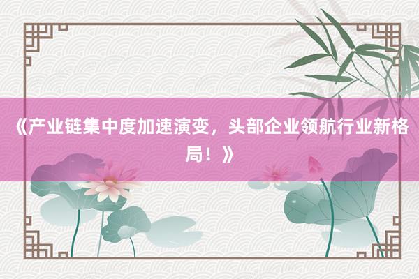 《产业链集中度加速演变，头部企业领航行业新格局！》