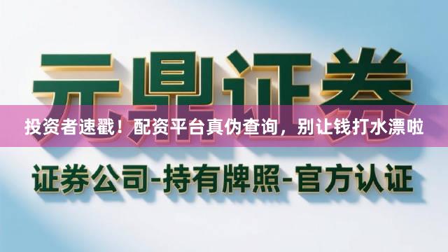 投资者速戳!配资平台真伪查询,别让钱打水漂啦