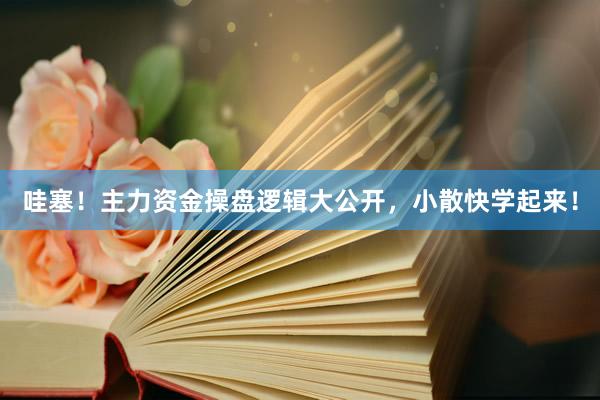哇塞！主力资金操盘逻辑大公开，小散快学起来！